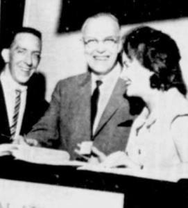 Bruins GM Hap Emms (centre) was very happy to get Gerry Cheevers.