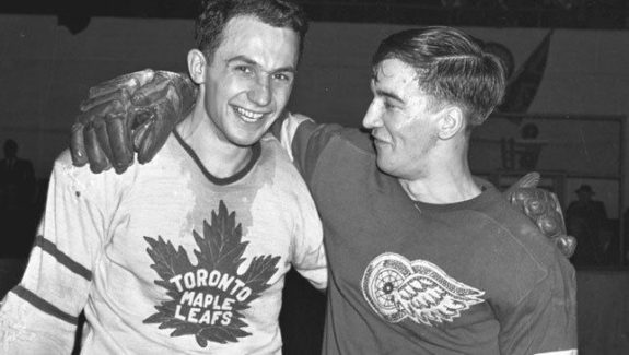 A couple of good Northern Ontario boys - Gus Mortson and Ted Lindsay.