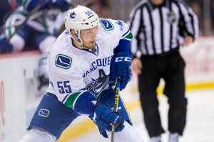 Alex Biega has been applauded for stepping up on the Canucks blue line, however the advanced stats aren't kind to him. (Brad Rempel-USA TODAY Sports)