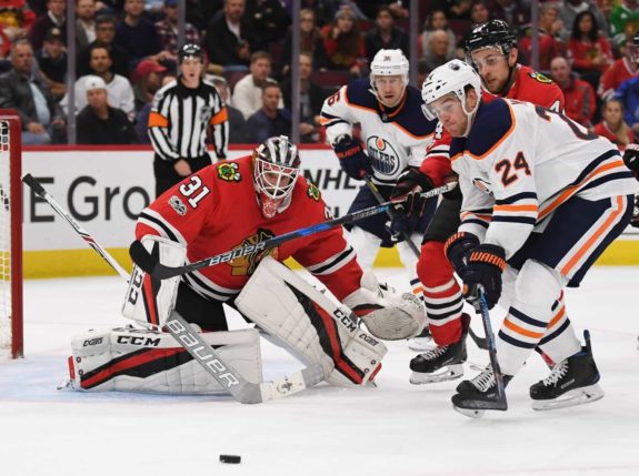 Anton Forsberg Blackhawks Brad Malone Oilers