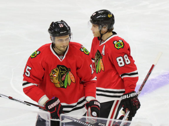 Patrick Kane and Artem Anisimov