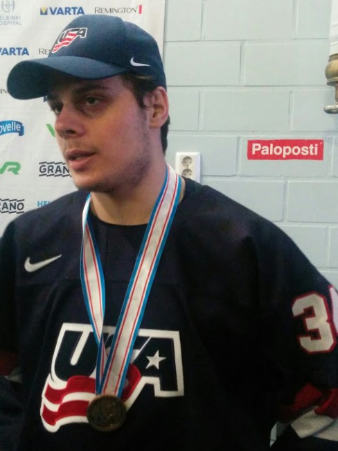 (Joseph Vito DeLuca/THW) Auston Matthews, a power forward and projected first overall pick in the 2016 NHL Entry Draft, led Team USA to a bronze medal at the recent world juniors. It wasn't gold, but he was dominant at times, even scoring a hat trick in the Americans' quarter-final blowout of the Czech Republic.