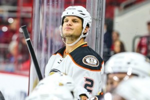 Anaheim Ducks defenseman Kevin Bieksa (2) during the NHL game between the Anaheim Ducks and the Carolina Hurricanes at the PNC Arena.