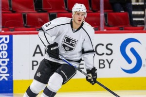 Los Angeles Kings defenseman Brayden McNabb (3) during the NHL game between the Los Angeles Kings and the Carolina Hurricanes at the PNC Arena.