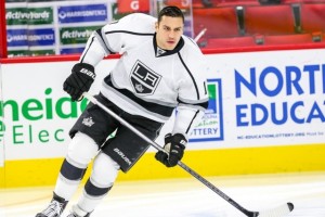 Los Angeles Kings left wing Milan Lucic (17) during the NHL game between the Los Angeles Kings and the Carolina Hurricanes at the PNC Arena.