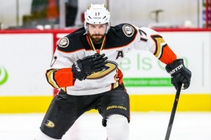 Anaheim Ducks center Ryan Kesler (17) during the NHL game between the Anaheim Ducks and the Carolina Hurricanes at the PNC Arena.