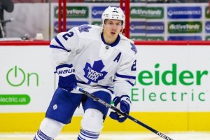 Toronto Maple Leafs defenseman Matt Hunwick (2) during the NHL game between the Toronto Maple Leafs and the Carolina Hurricanes at the PNC Arena.