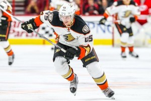 Anaheim Ducks defenseman Sami Vatanen (45) during the NHL game between the Anaheim Ducks and the Carolina Hurricanes at the PNC Arena.