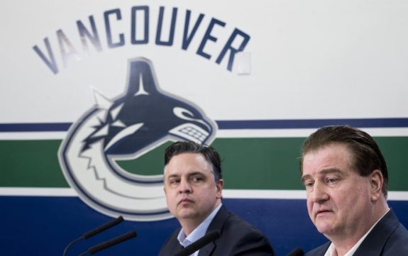 Vancouver Canucks general manager Jim Benning head coach Travis Green