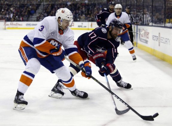 New York Islanders and Columbus Blue Jackets battle for playoff positions.