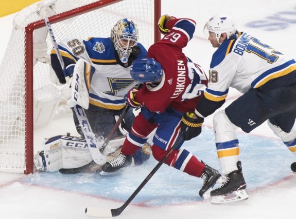 Jordan Binnington, Artturi Lehkonen, Jay Bouwmeester,