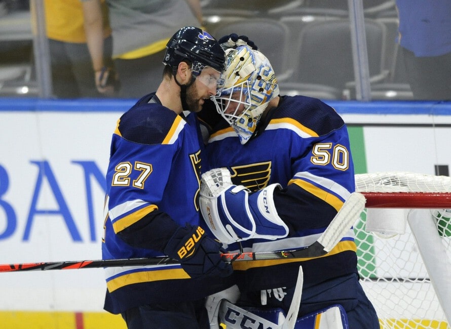 St. Louis Blues' Jordan Binnington Alex Pietrangelo