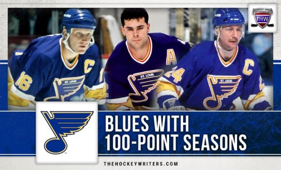 St. Louis Blues 100 point seasons Brett Hull, Bernie Federko, and Adam Oates