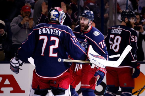 Sergei Bobrovsky Columbus Blue Jackets Nick Foligno