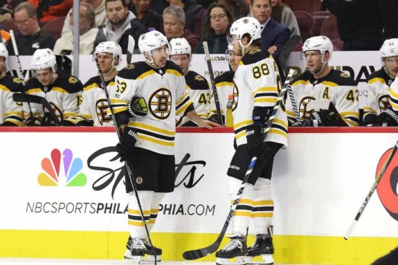 Brad Marchand David Pastrnak Bruins bench