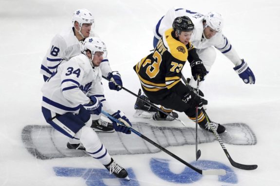 Boston Bruins Charlie McAvoy Toronto Maple Leafs Auston Matthews Andreas Johnsson Ron Hainsey