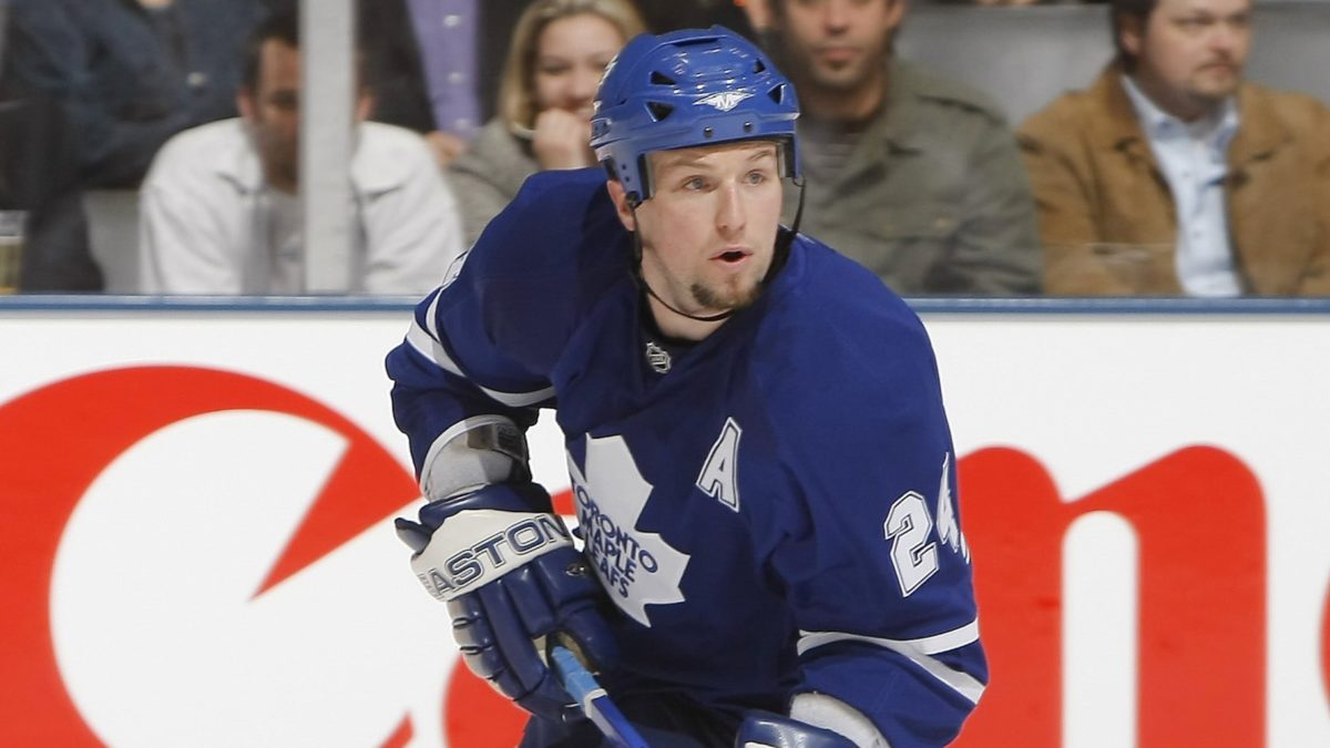 Swedish player and Toronto Maple Leafs captain Mats Sundin, with teammate  Bryan McCabe by his side, is honored by his team for scoring his 500th goal  last Saturday during a pre-game ceremony