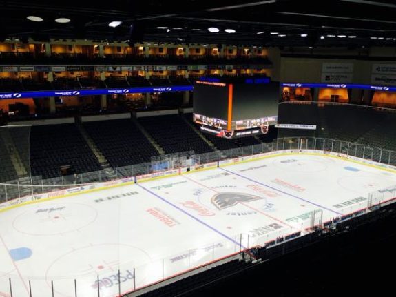 View from above a hockey rink