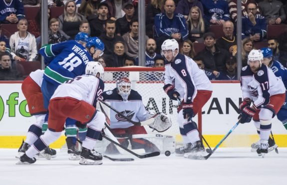 Jake Virtanen, Alexander Wennberg, Sergei Bobrovsky, Zach Werenski, Brandon Dubinsky