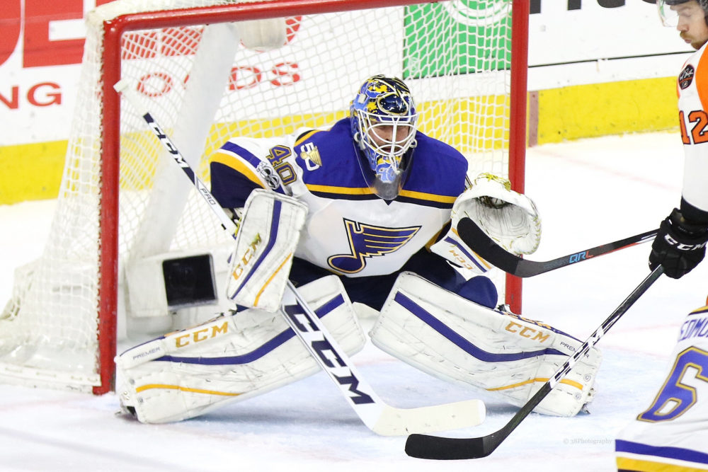 Carter Hutton St Louis Blues Autographed Hockey Fights Cancer