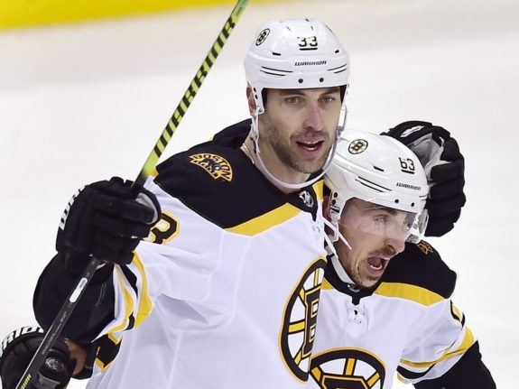 Boston Bruins Zdeno Chara and Brad Marchand