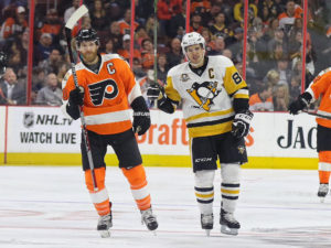 Claude Giroux, Sidney Crosby (Amy Irvin / The Hockey Writers)