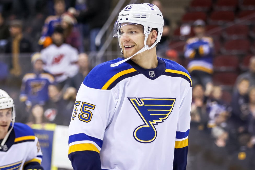 Colton Parayko St. Louis Blues Unsigned Blue Jersey Shooting vs. Pittsburgh Penguins Photograph