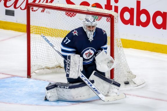 Connor Hellebuyck Winnipeg Jets Calgary Flames 2020 NHL Playoffs Qualifying Round Play-In Stanley Cup