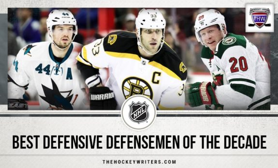 NHL best defensive defensemen of the decade Zdeno Chara, Ryan Suter and Marc-Edouard Vlasic