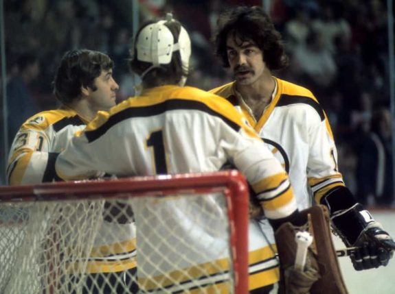 Derek Sanderson #17 of the Boston Bruins 1974-75 NHL Season