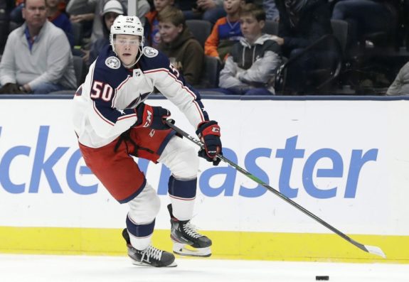 Eric Robinson, one of four Columbus Blue Jackets to earn medals at the 2021 World Championship.