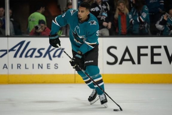 Sharks left wing Evander Kane