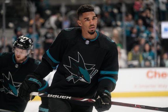 Sharks left wing Evander Kane