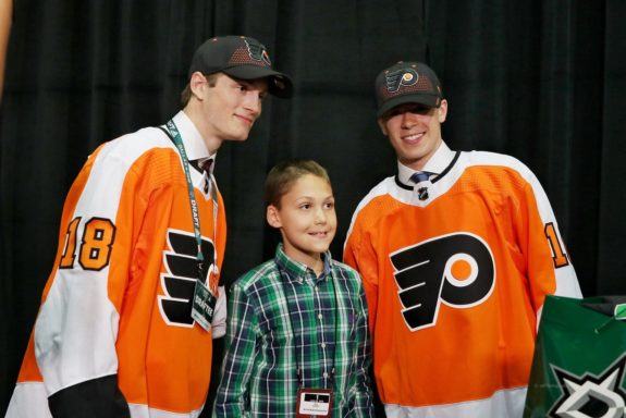 Joel Farabee and Jay O'Brien Philadelphia Flyers