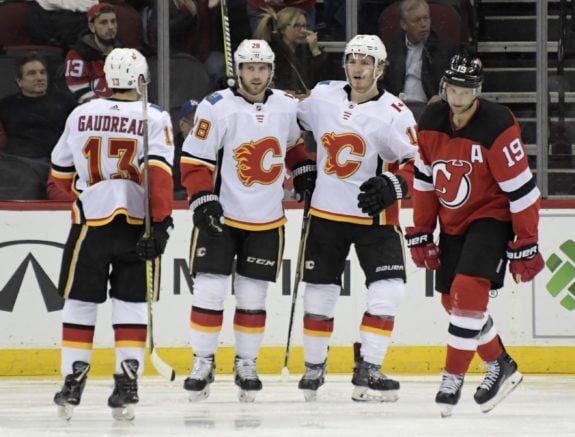 Calgary Flames Elias Lindholm, Johnny Gaudreau Matthew Tkachuk