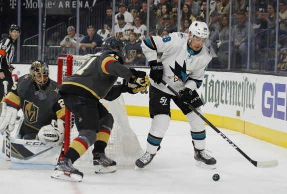 San Jose Sharks Timo Meier Vegas Golden Knights Pierre-Edouard Bellemare