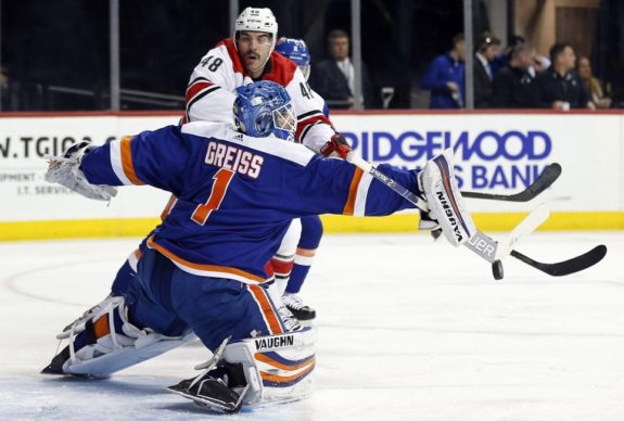 New York Islanders Thomas Greiss Carolina Hurricanes Jordan Martinook