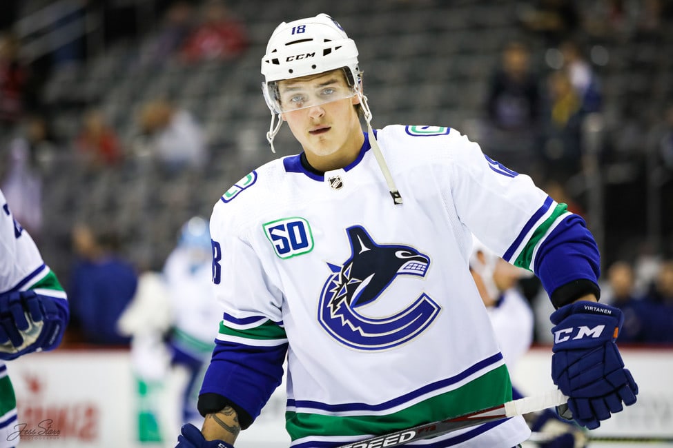 Vancouver Canucks right wing Jake Virtanen (18) during the NHL