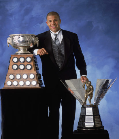 Jarome Iginla Calgary Flames 2002 NHL Awards Maurice Rocket Richard Trophy Art Ross trophy Hart Memorial Trophy Lester B Pearson Award Jose Theodore Tie Snub