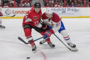 Ottawa Senators forward Jean-Gabriel Pageau and Montreal Canadiens forward Max Pacioretty
