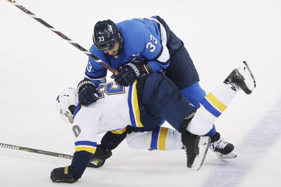 Winnipeg Jets' Dustin Byfuglien St. Louis Blues' Alexander Steen