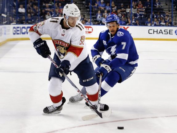 Florida Panthers center Jonathan Huberdeau, Mathieu Joseph