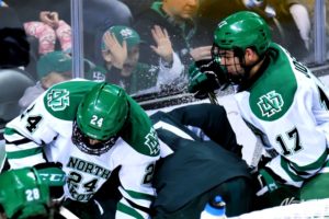 UND's Christian Wolanin and Tyson Jost (Photo Credi: Russell Hons UNDsports.com)