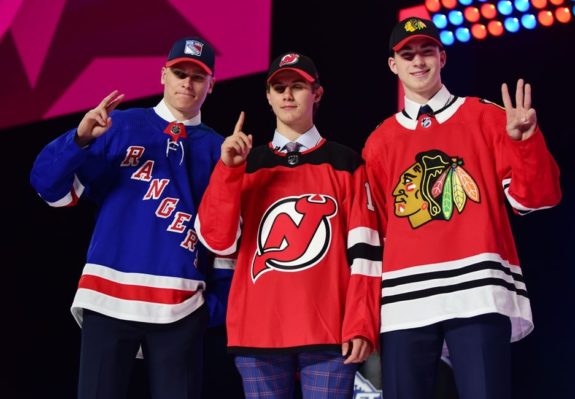 Kaapo Kakko (New York Rangers) Jack Hughes (New Jersey Devils) Kirby Dach (Chicago Blackhawks)