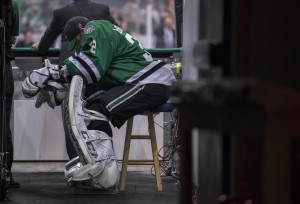 Kari Lehtonen's Game 7 disaster against St. Louis is cause for concern in Dallas.(Jerome Miron-USA TODAY Sports)