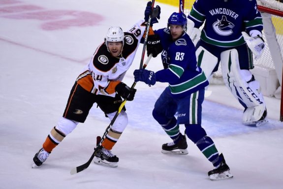 Kiefer Sherwood Anaheim Ducks Jay Beagle Vancouver Canucks