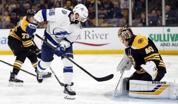 Tampa Bay Lightning's Nikita Kucherov remembers the lessons he learned from his youth hockey coach to score on Boston Bruins' Tuukka Rask 