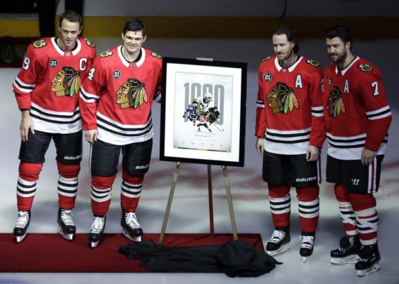 Chris Kunitz, Jonathan Toews, Duncan Keith, Brent Seabrook