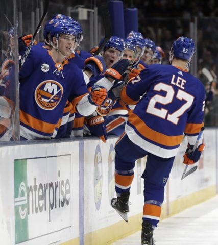 New York Islanders congratulate Anders Lee