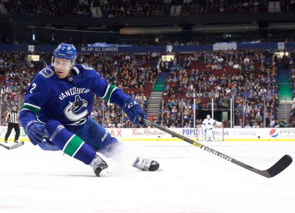 Luke Schenn #2 of the Vancouver Canucks